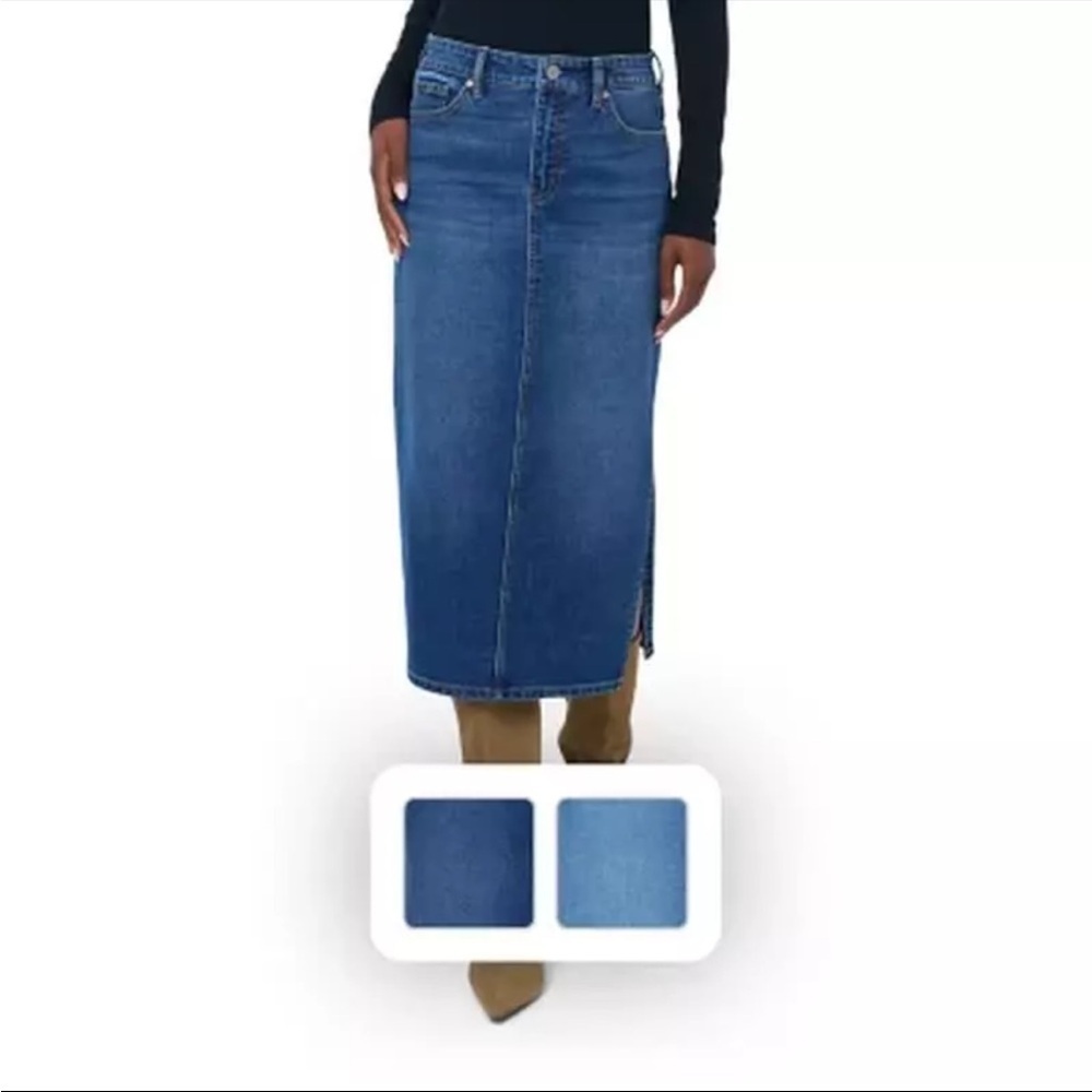 Edited by Remi Bader Denim Midi Skirt with Side Slit size 8 - Picture 2 of 15